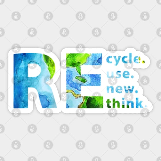 Recycle Reuse Renew Rethink For Earth Day Recycling 2023 Sticker by lunacreat